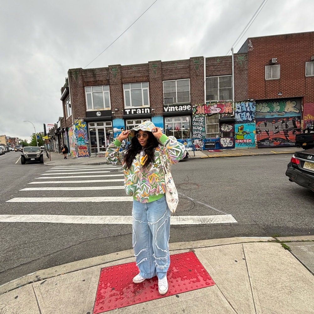 Colorful Star Pattern Women's Jacket - Picture 4 of 5